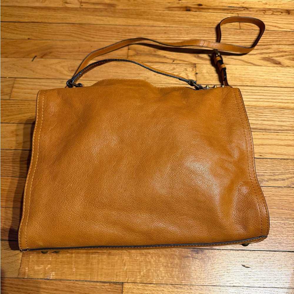 C&C California Leather Tan Camel Shoulder Satchel Purse Lexi Crossbody tote stud